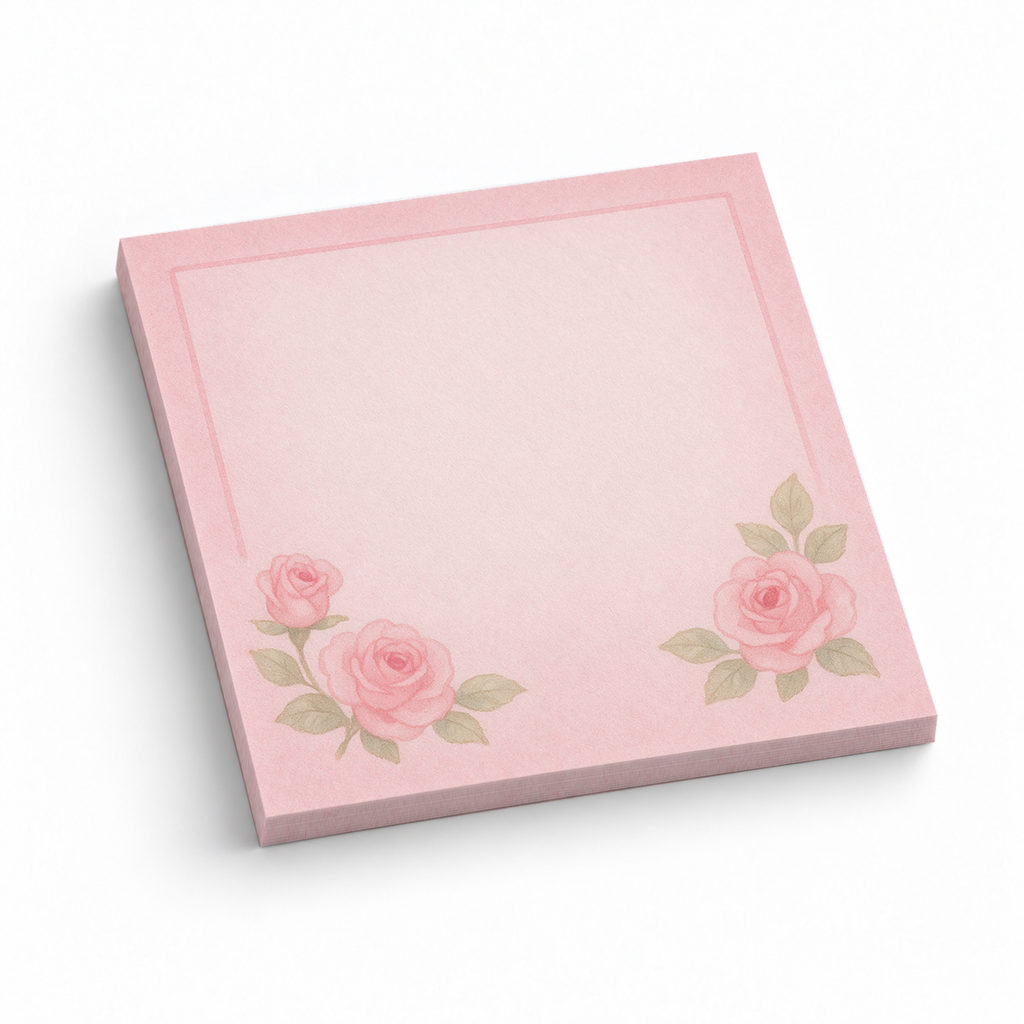 Pink Corner Roses 3x3 sticky notes, 50-sheet memo pad