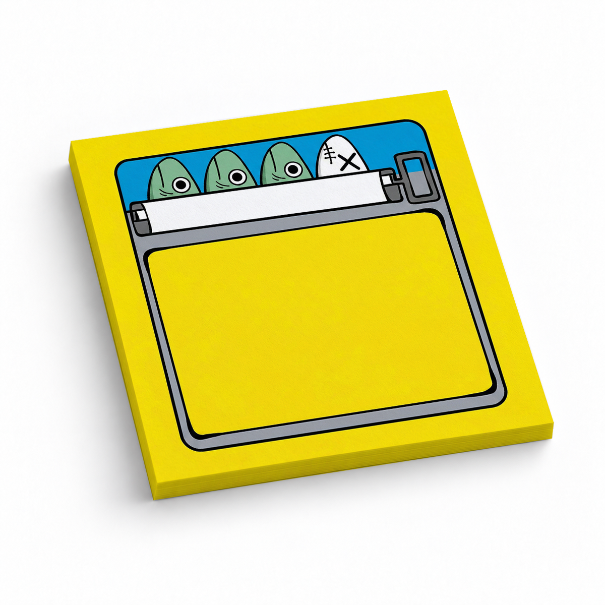 Yellow Odd Fish Sardine Can 3x3 sticky notes, 50-sheet memo pad