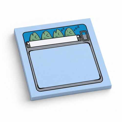 Blue Sleeping Fish Sardine 3x3 sticky notes, 50-sheet memo pad