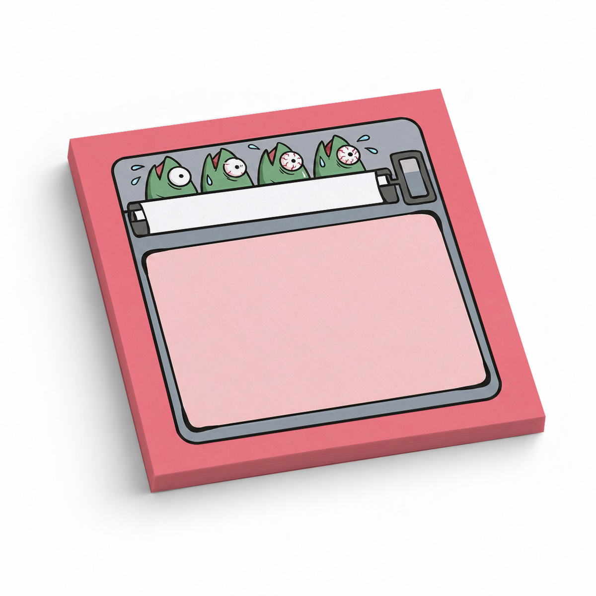 Pink Panicking Fish Sardine 3x3 sticky notes, 50-sheet memo pad