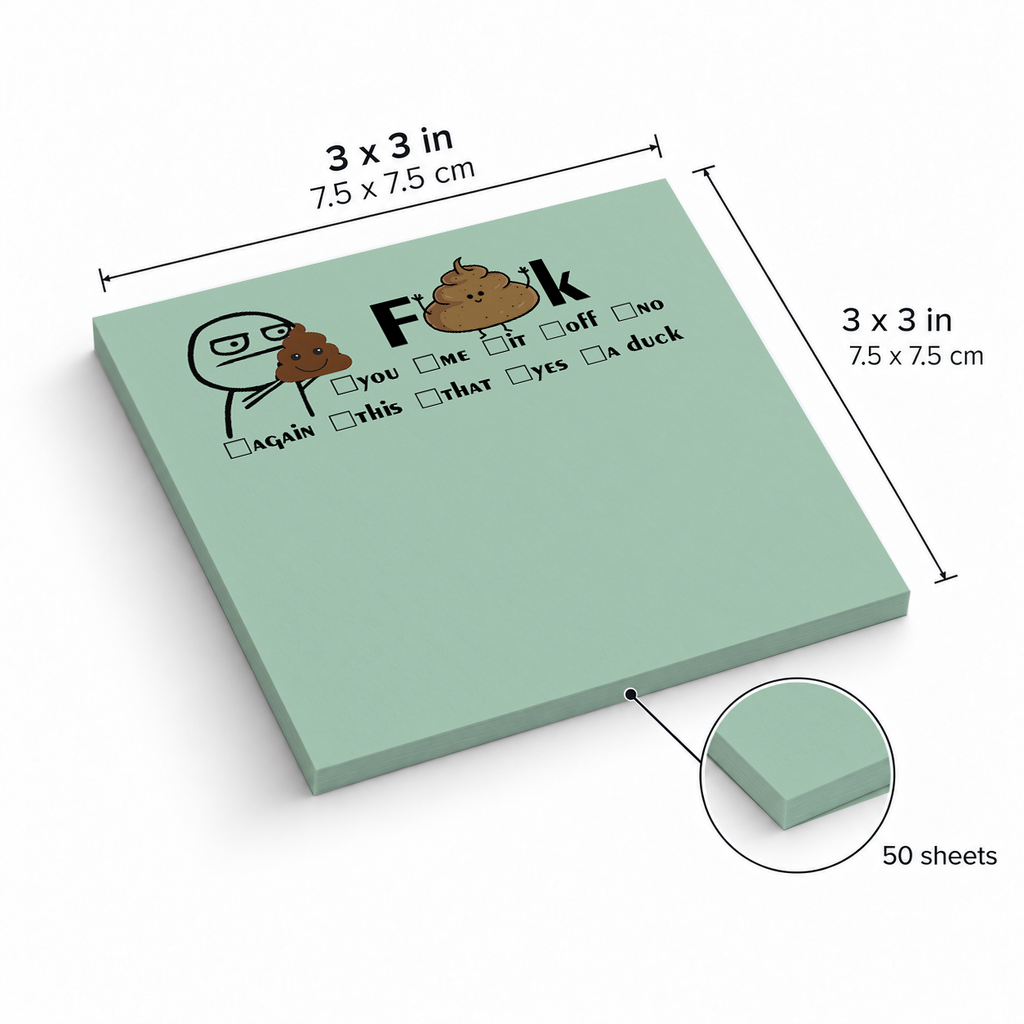 Funny Checkbox F sticky notes, 3x3 in (7.5 x 7.5 cm), 50 sheets