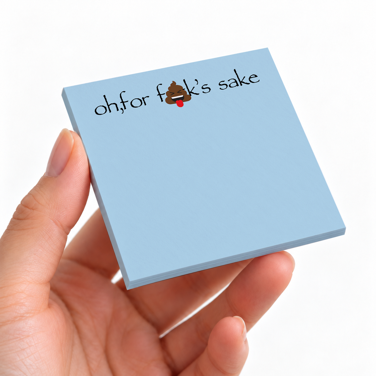 Oh For F sticky note pad on a desk with stationery
