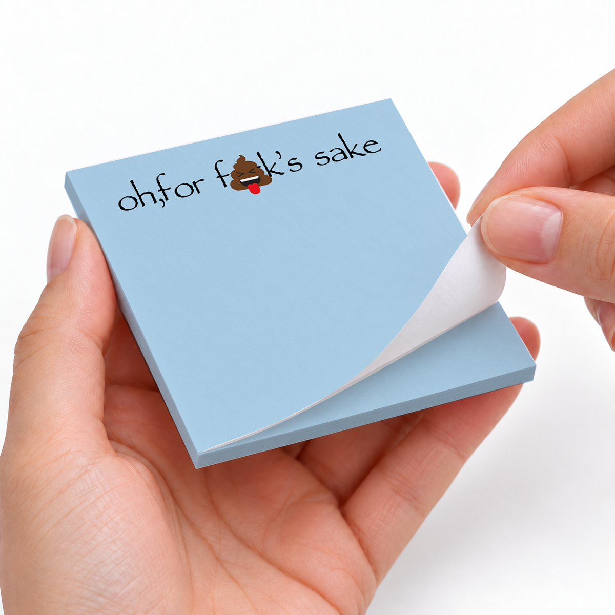 Oh For F sticky notes styled with a planner and desk accessories