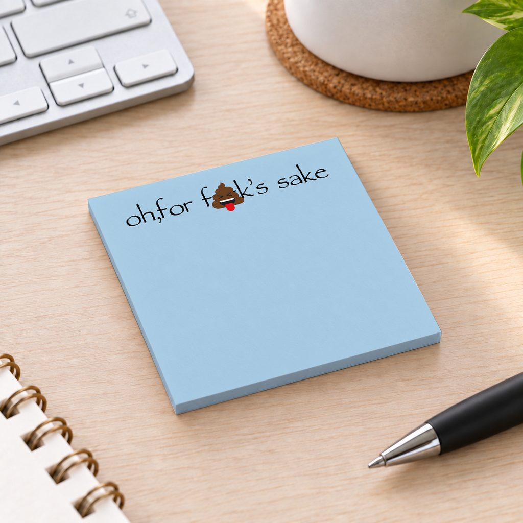 Close-up of Oh For F sticky note design and writable area