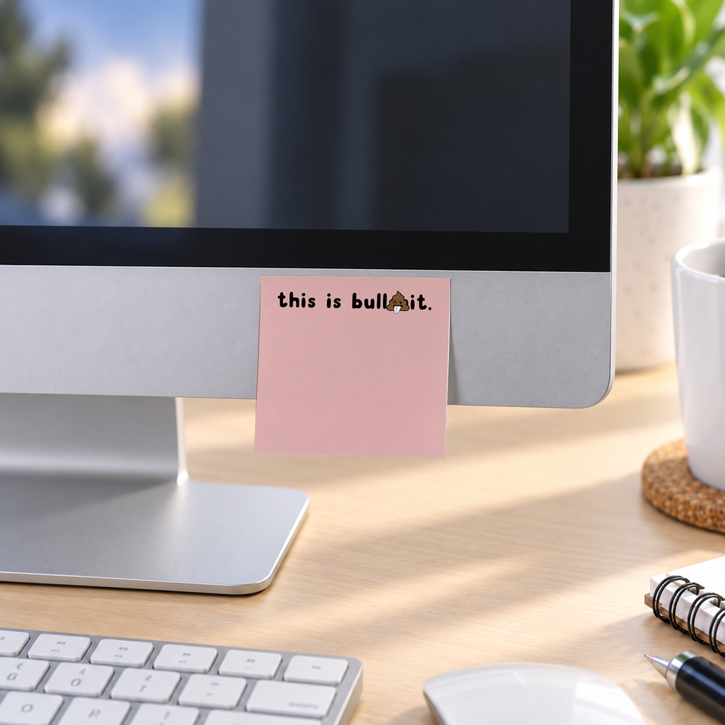 This Is Bull memo pad in an office or home workspace