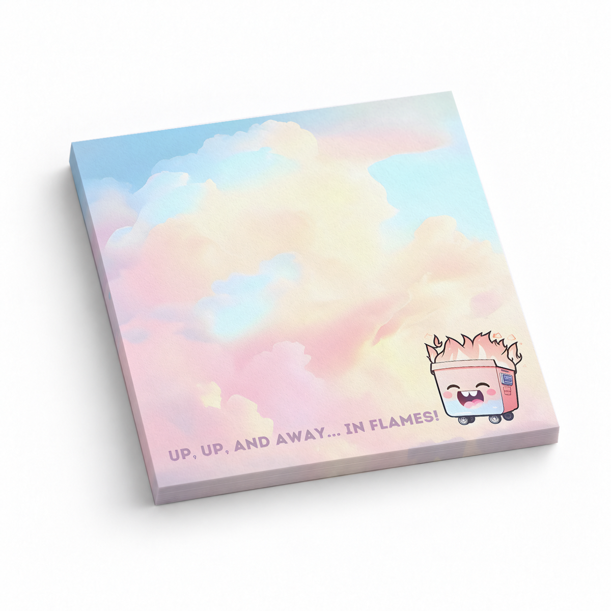 Up In Flames Dumpster Fire 3x3 sticky notes, 50-sheet memo pad