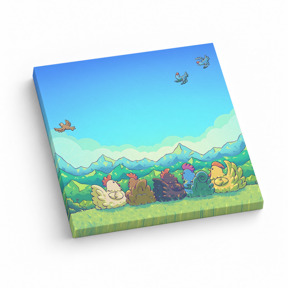Cozy Farm Chickens 3x3 sticky notes, 50-sheet memo pad