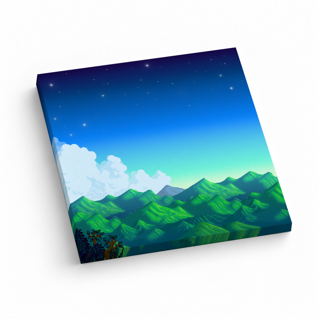 Pixel Art Mountain Night 3x3 sticky notes, 50-sheet memo pad