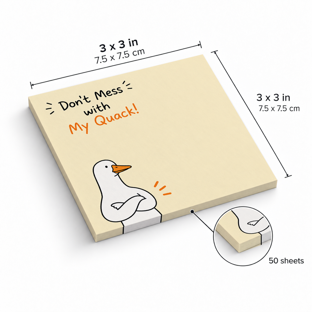 Funny Duck sticky notes, 3x3 in (7.5 x 7.5 cm), 50 sheets