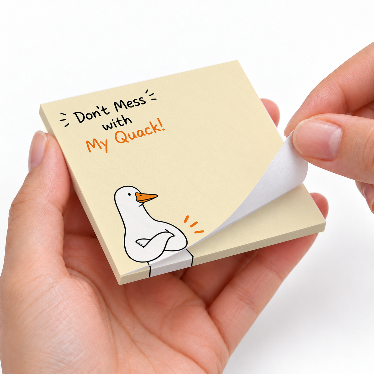 Funny Duck sticky notes styled with a planner and desk accessories