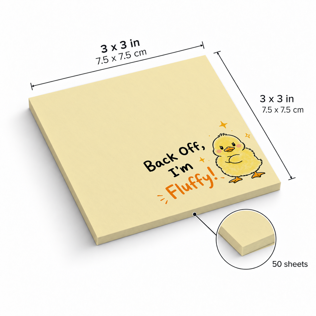 Angry Fluffy Chick sticky notes, 3x3 in (7.5 x 7.5 cm), 50 sheets