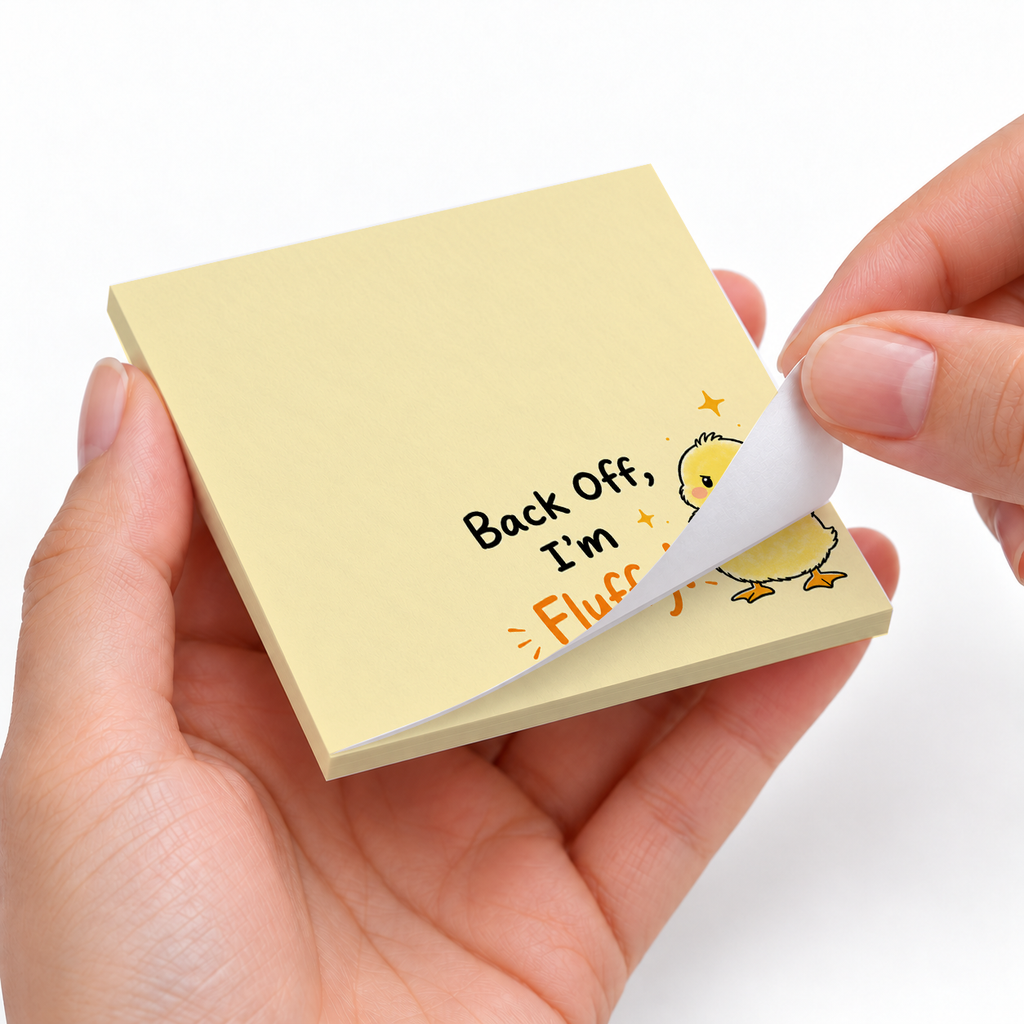 Angry Fluffy Chick sticky notes styled with a planner and desk accessories