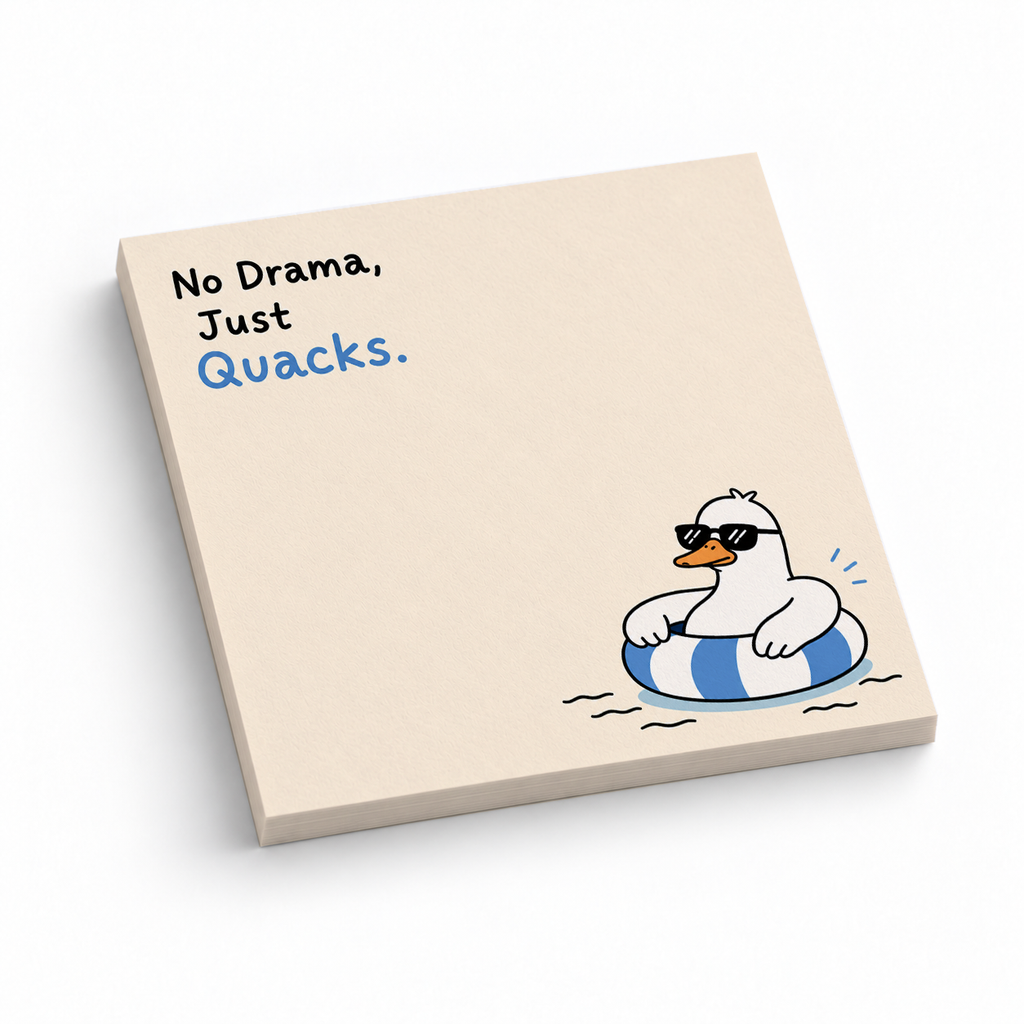 Cool Duck in Pool Tube 3x3 sticky notes, 50-sheet memo pad