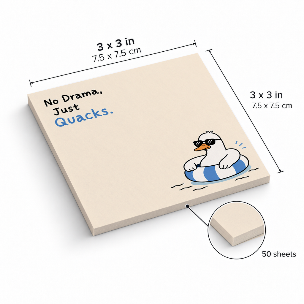 Cool Duck in Pool Tube sticky notes, 3x3 in (7.5 x 7.5 cm), 50 sheets
