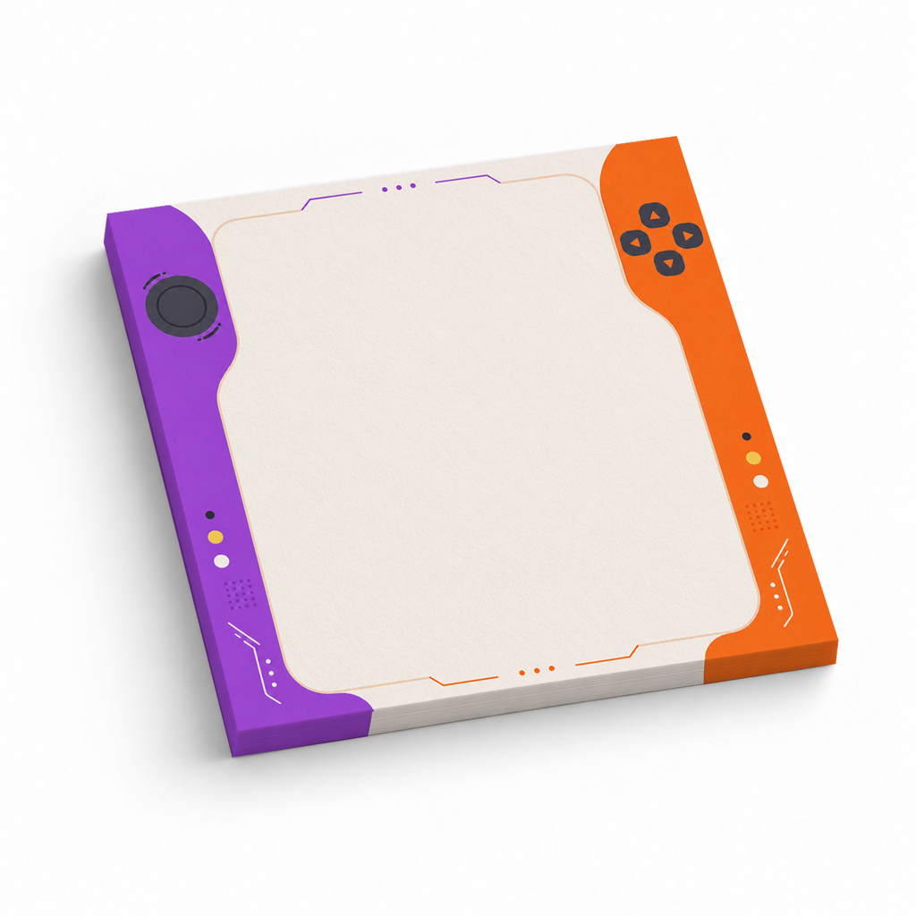 Purple and Orange Gaming Console 3x3 sticky notes, 50-sheet memo pad