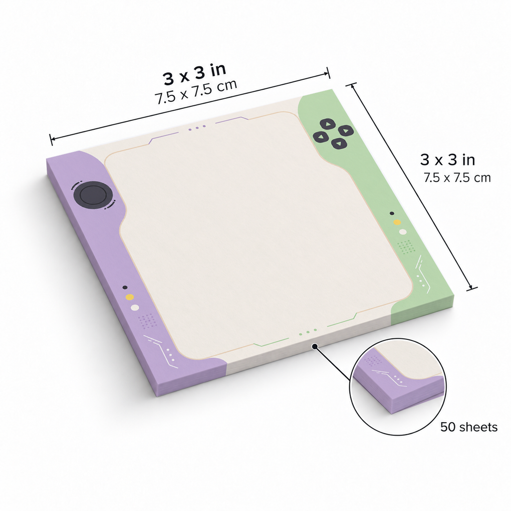 Pastel Handheld Console sticky notes, 3x3 in (7.5 x 7.5 cm), 50 sheets