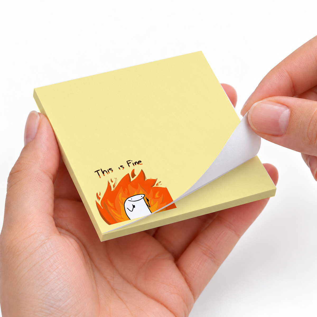 Thumbs Up Fire Meme sticky notes styled with a planner and desk accessories
