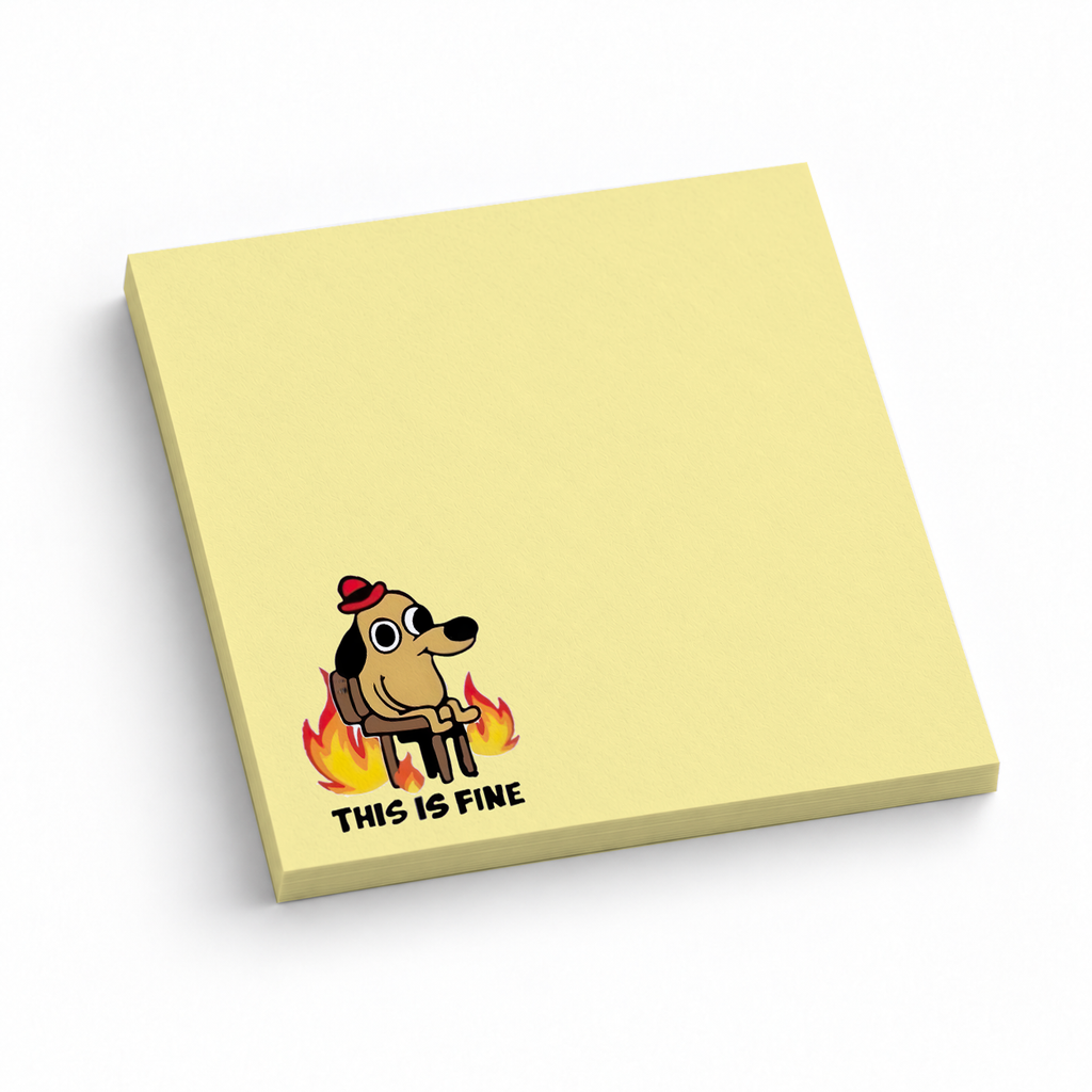 Classic This Is Fine Dog Meme 3x3 sticky notes, 50-sheet memo pad
