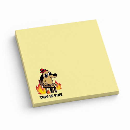 Classic This Is Fine Dog Meme 3x3 sticky notes, 50-sheet memo pad