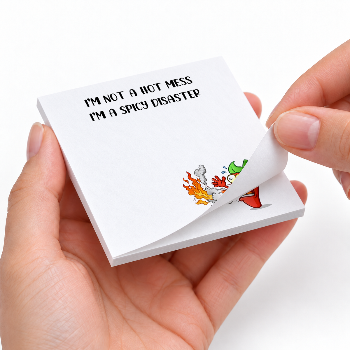 Spicy Disaster Chili Pepper sticky notes styled with a planner and desk accessories