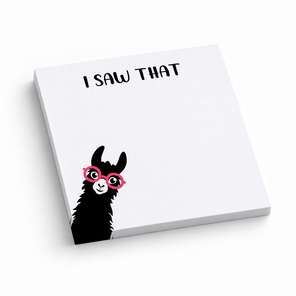 I Saw That Peeking Llama 3x3 sticky notes, 50-sheet memo pad