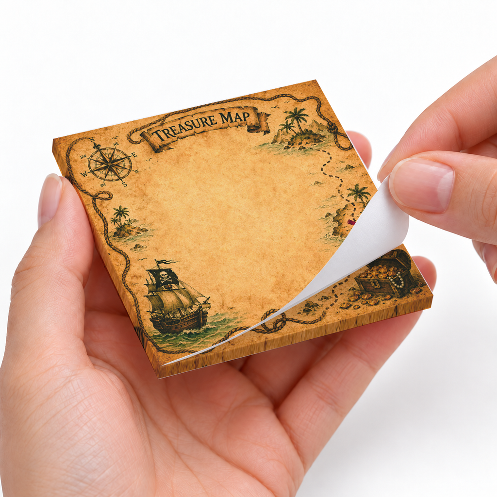 Treasure Map Nautical sticky notes styled with a planner and desk accessories