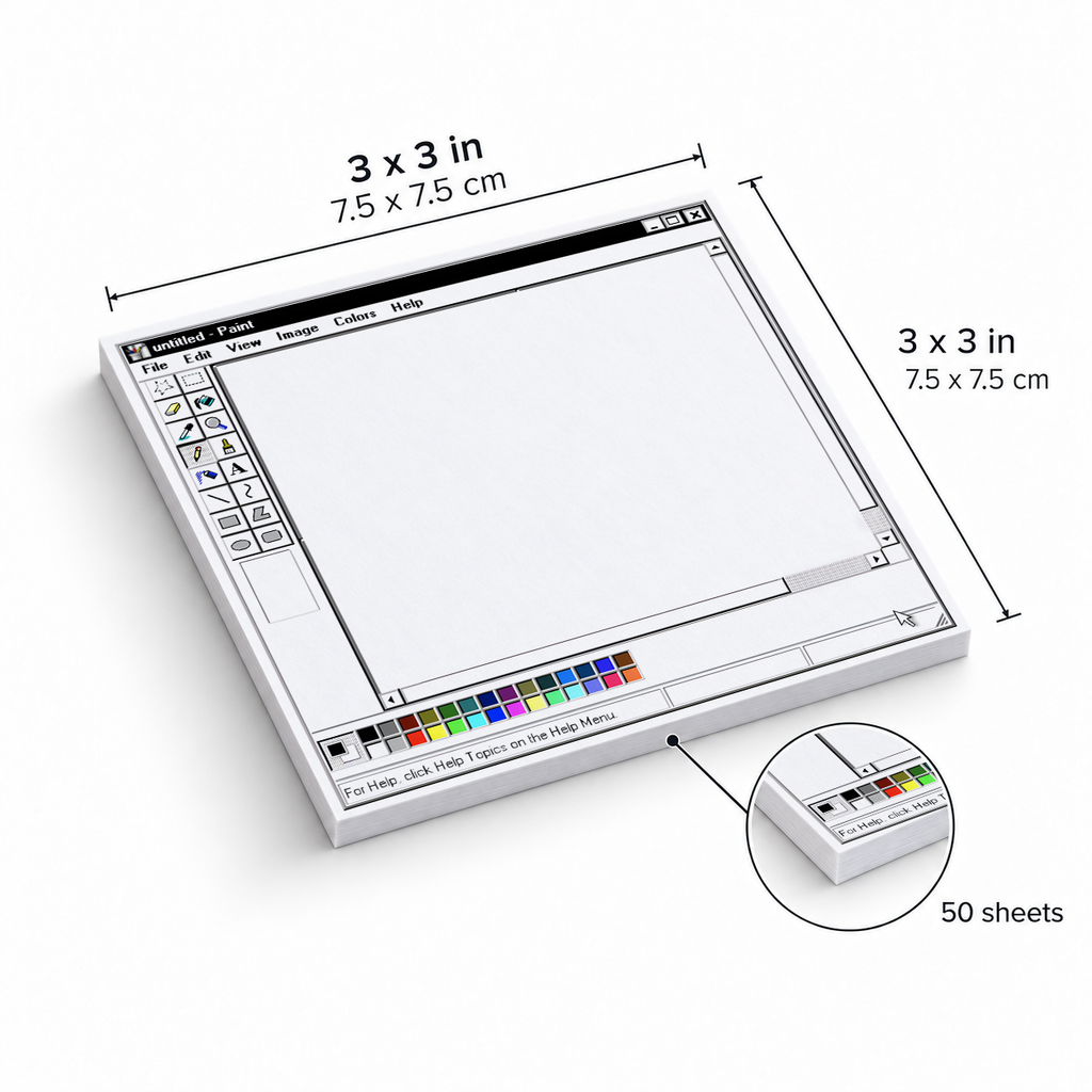 Retro Classic Gray MS Paint sticky notes, 3x3 in (7.5 x 7.5 cm), 50 sheets