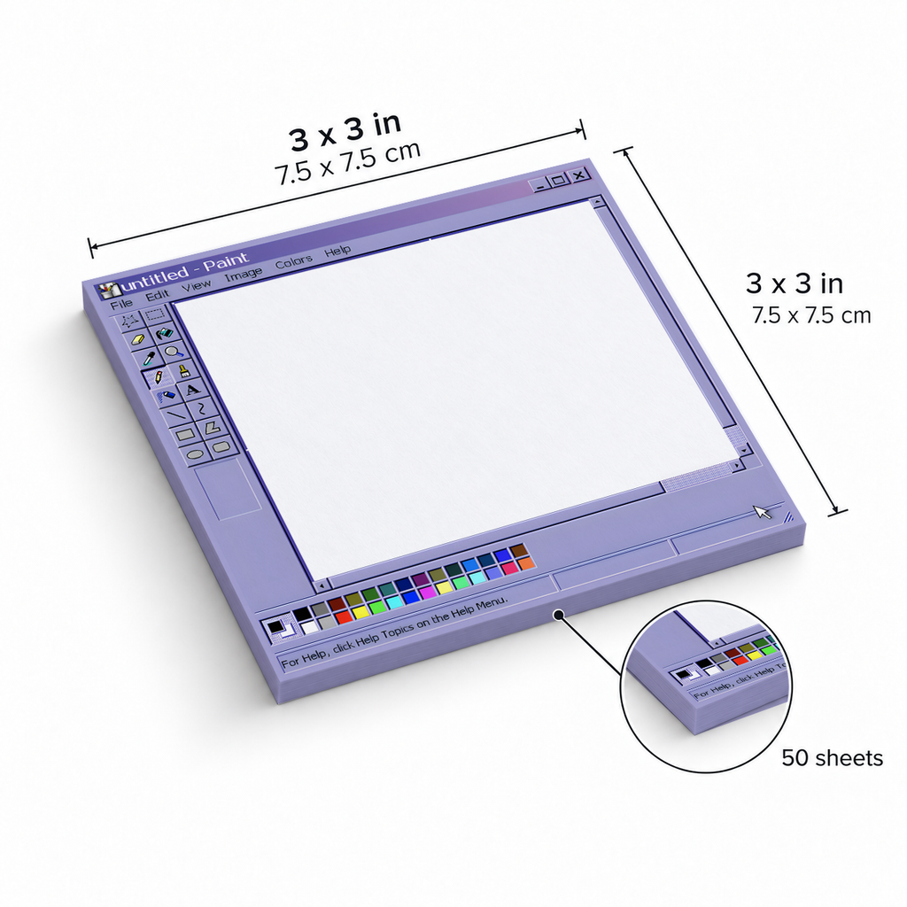 Purple Vintage Computer Paint Window sticky notes, 3x3 in (7.5 x 7.5 cm), 50 sheets