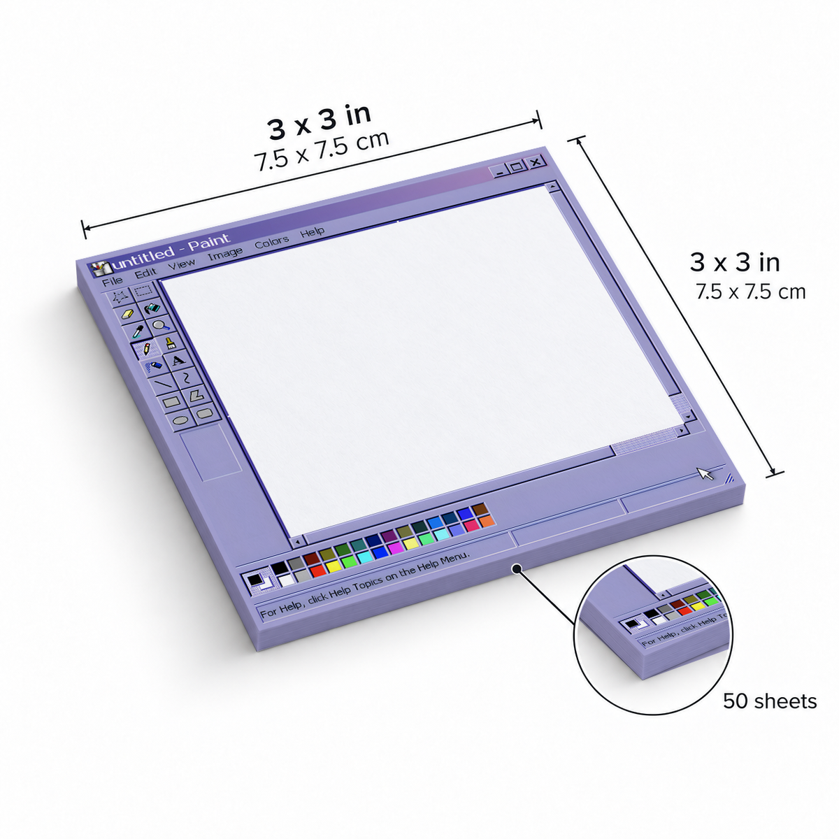Purple Vintage Computer Paint Window sticky notes, 3x3 in (7.5 x 7.5 cm), 50 sheets