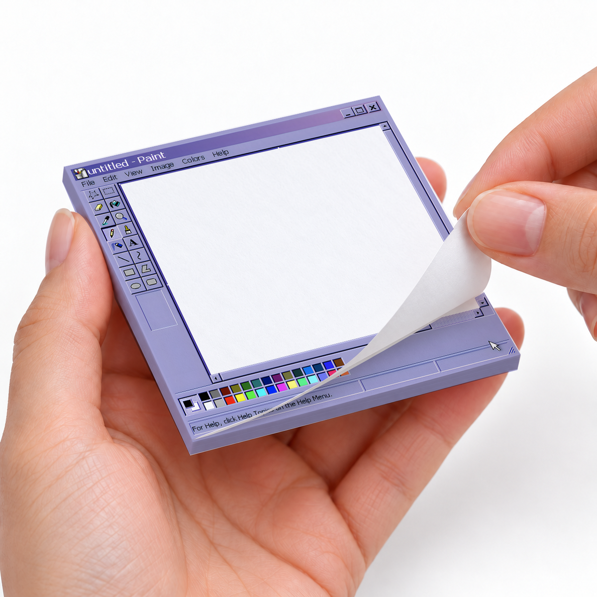 Purple Vintage Computer Paint Window sticky notes styled with a planner and desk accessories