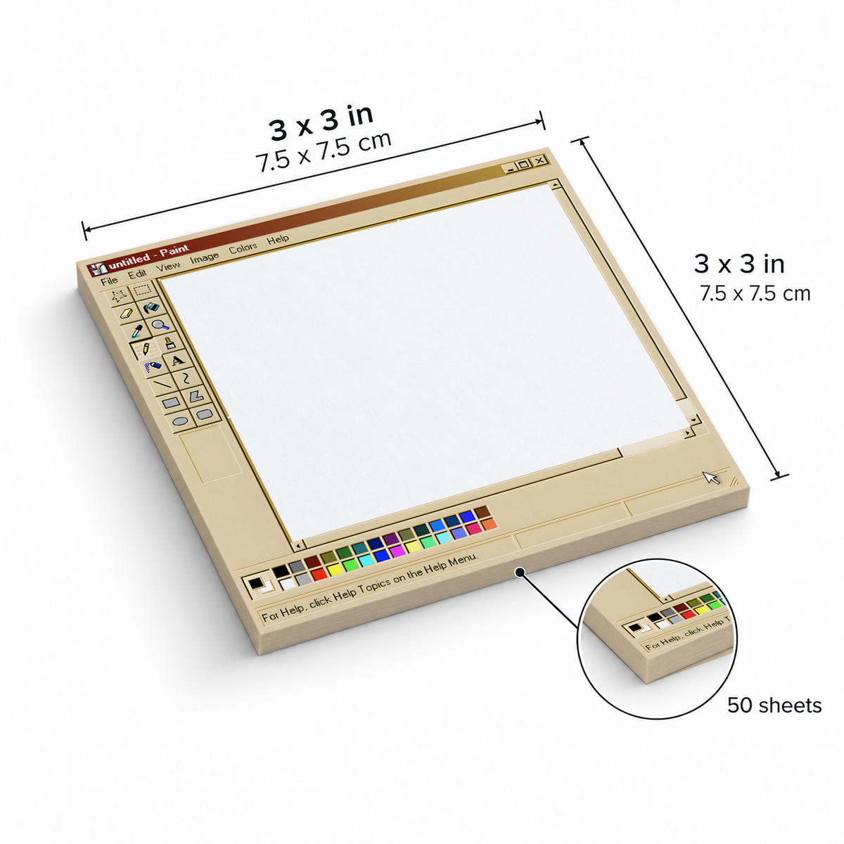 Beige Retro Digital Art Software sticky notes, 3x3 in (7.5 x 7.5 cm), 50 sheets