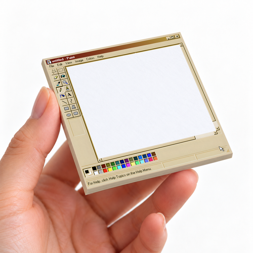 Beige Retro Digital Art Software sticky note pad on a desk with stationery