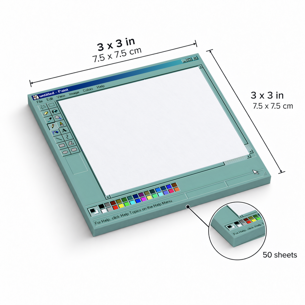 Teal 90s Computer Paint Program sticky notes, 3x3 in (7.5 x 7.5 cm), 50 sheets