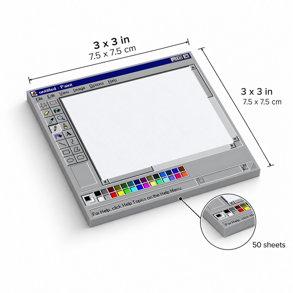 Retro Paint Interface sticky notes, 3x3 in (7.5 x 7.5 cm), 50 sheets