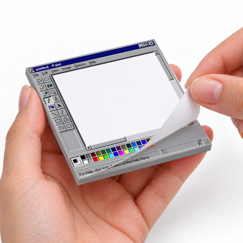 Retro Paint Interface sticky notes styled with a planner and desk accessories