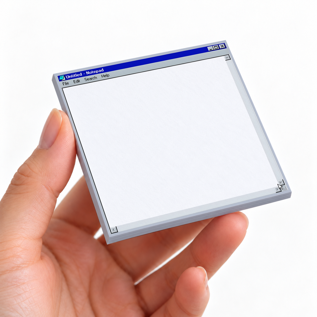 Classic Digital Notepad sticky note pad on a desk with stationery