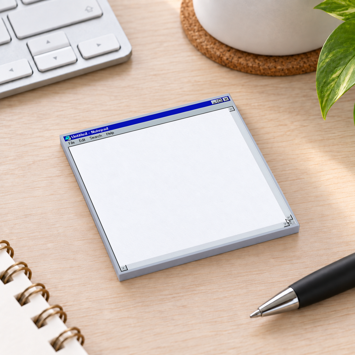Close-up of Classic Digital Notepad sticky note design and writable area