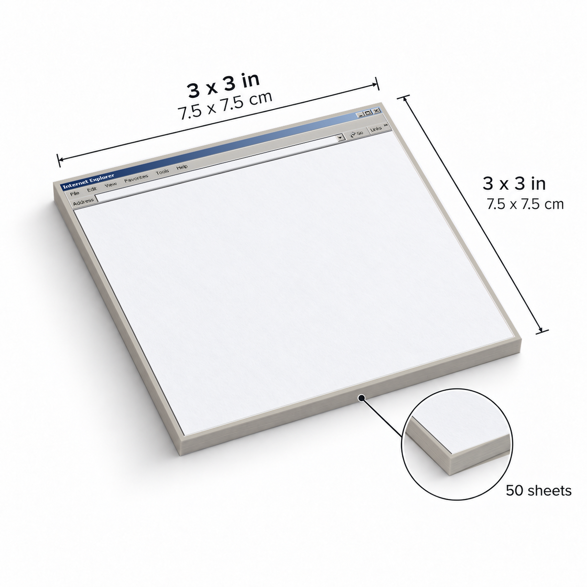 Retro Web Browser sticky notes, 3x3 in (7.5 x 7.5 cm), 50 sheets