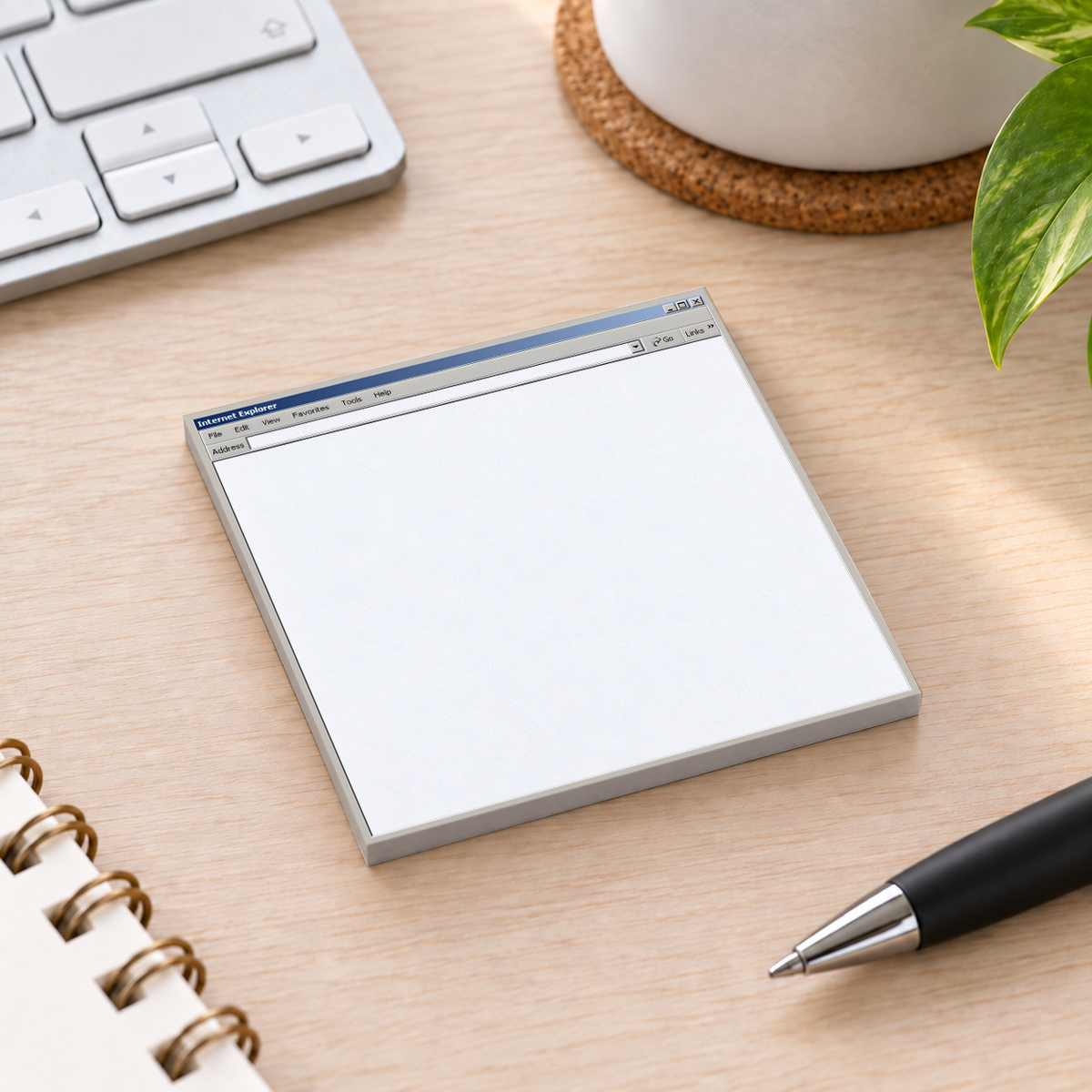 Close-up of Retro Web Browser sticky note design and writable area