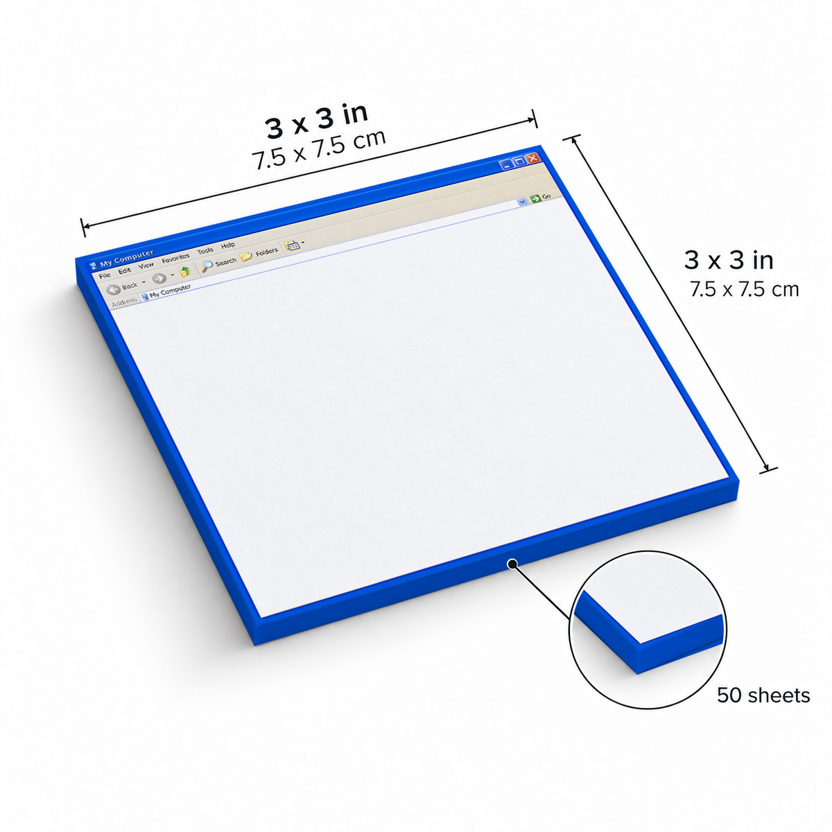 Retro "My Computer" Window sticky notes, 3x3 in (7.5 x 7.5 cm), 50 sheets