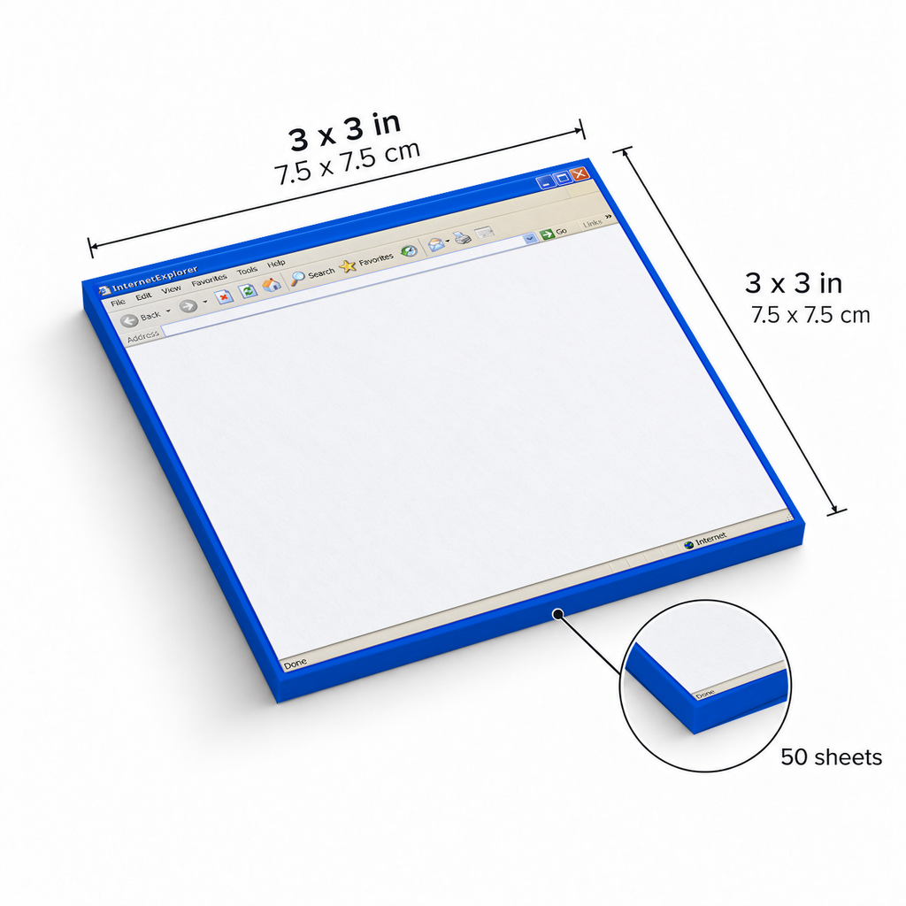 Vintage Internet Browser Window sticky notes, 3x3 in (7.5 x 7.5 cm), 50 sheets