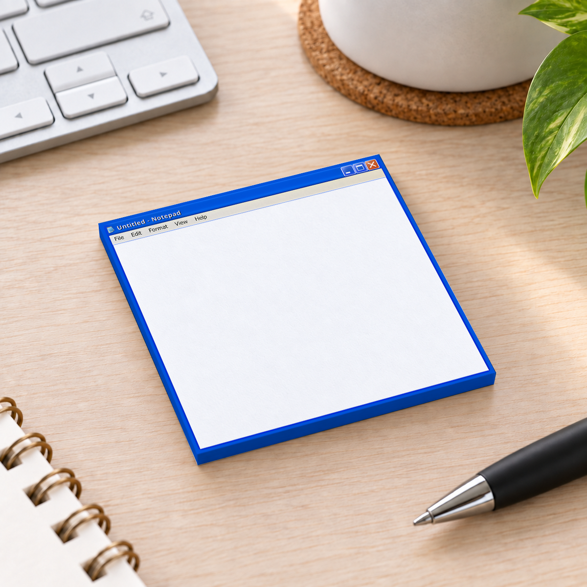 Close-up of Retro "Untitled sticky note design and writable area
